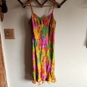 Vintage Jams World Colorful Sleeveless Tank Top Dress Midi Maxi Rayon Xl